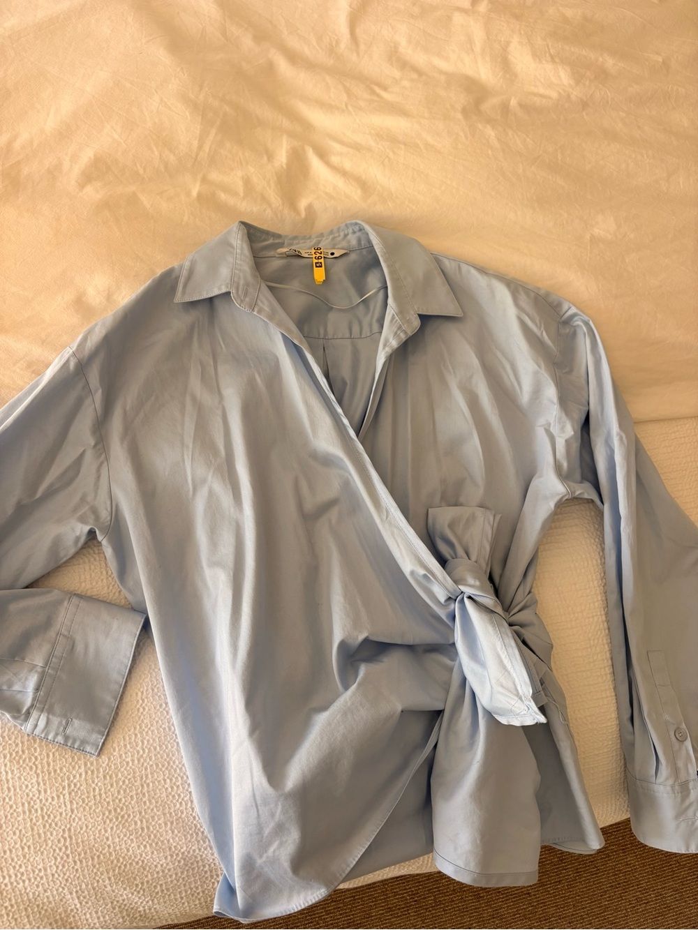 Zara Light Blue Wrap-Front women’s dress Shirt